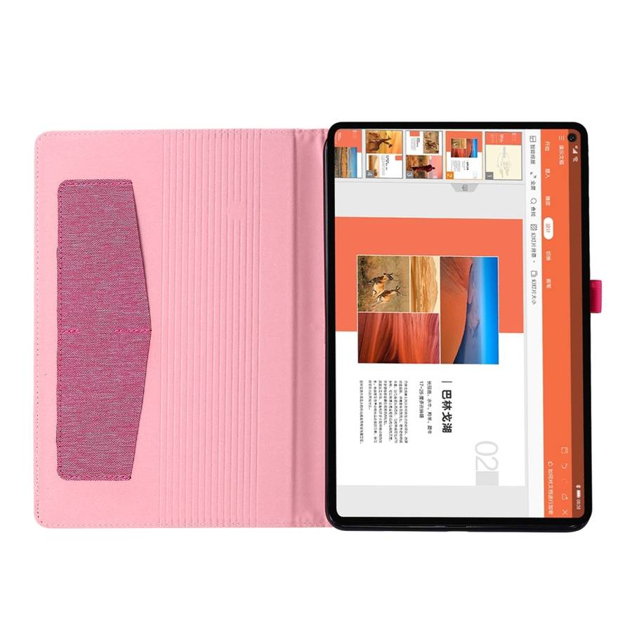 For Huawei Matepad Pro 10.8 Fabric + TPU Flat Protective case With Name Card Clip(Rose Red)