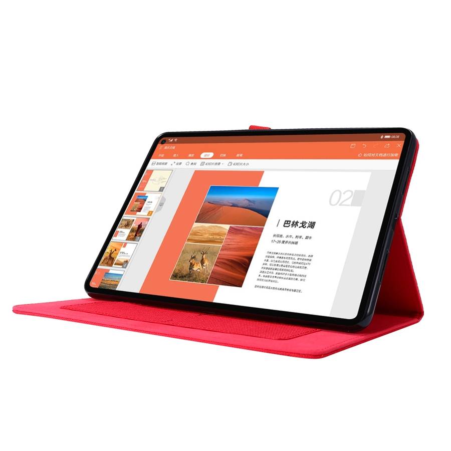 For Huawei Matepad Pro 10.8 Fabric + TPU Flat Protective case With Name Card Clip(Red)