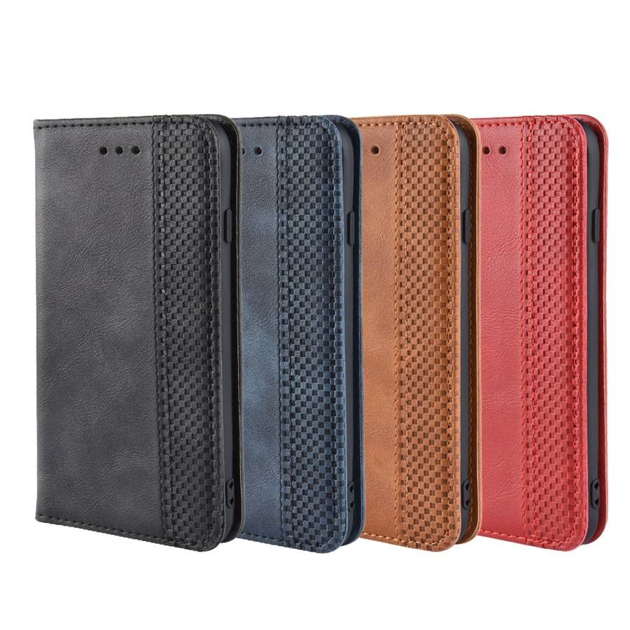 For iPhone SE 2022 / SE 2020 Magnetic Buckle Retro Crazy Horse Texture Horizontal Flip ... (Blue)