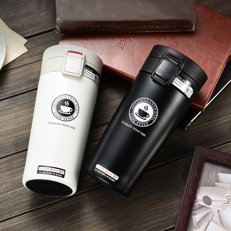 Stainless Steel Thermos Cups Insulated Tumbler, Capacity:380ml(BLACK)