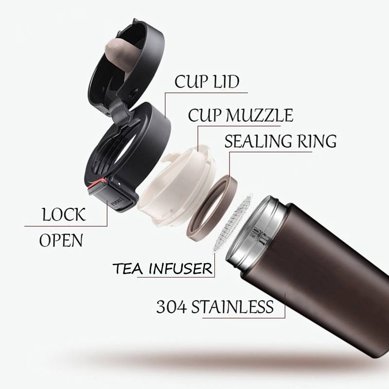 Stainless Steel Thermos Cups Insulated Tumbler, Capacity:380ml(BLACK)