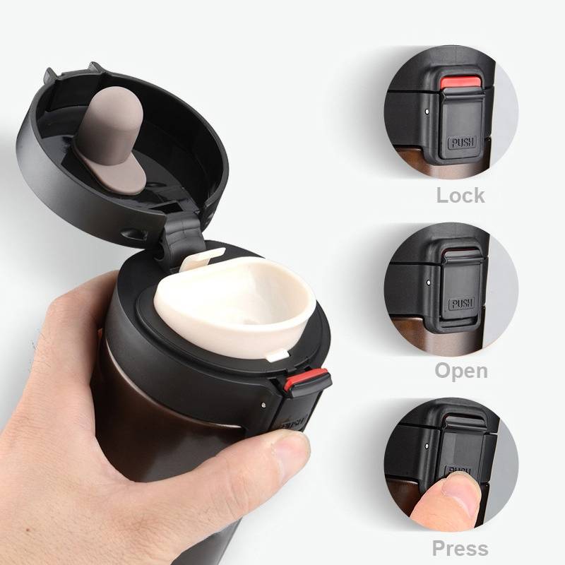 Stainless Steel Thermos Cups Insulated Tumbler, Capacity:380ml(BLACK)