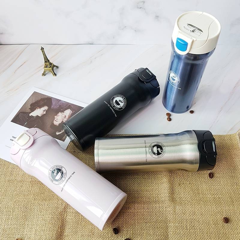 Stainless Steel Thermos Cups Insulated Tumbler, Capacity:380ml(BLACK)