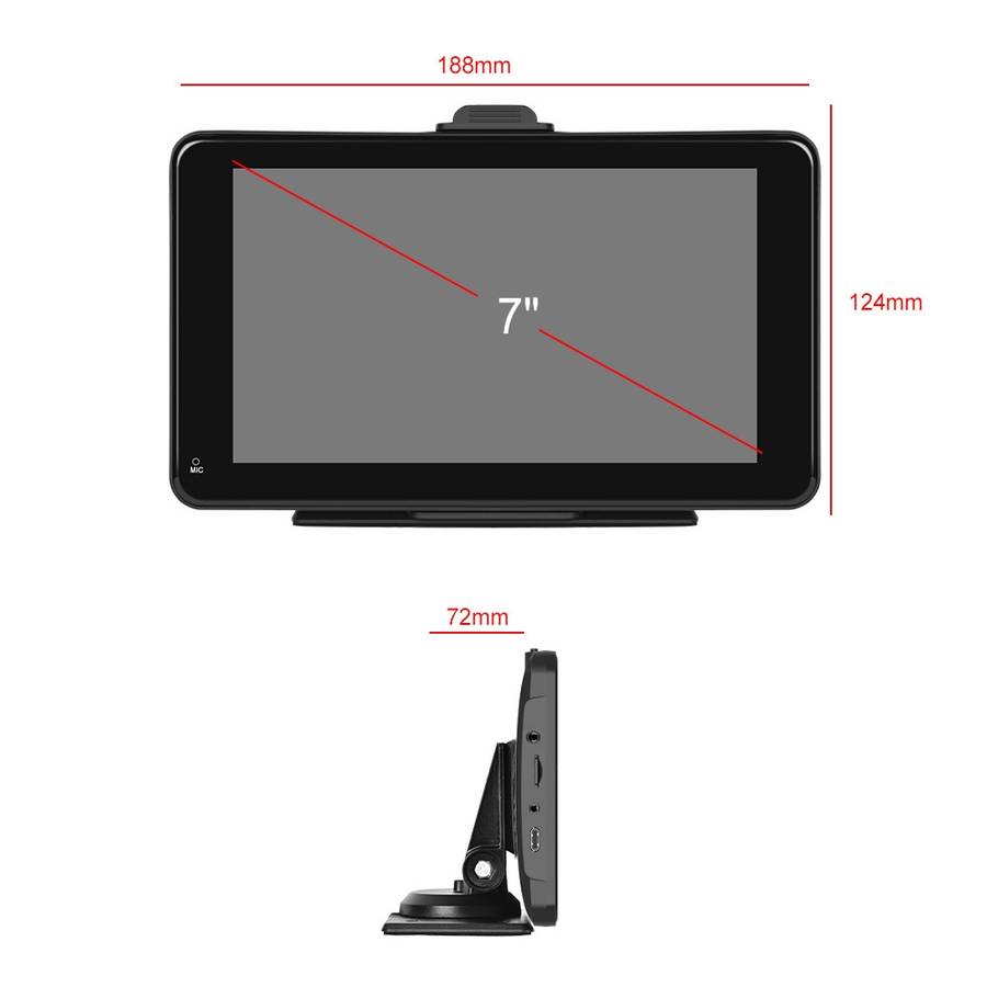 A3135 7 Inch HD Wired Smart Screen With Wireless CarPlay + Android Auto + Android With With 32G Memo