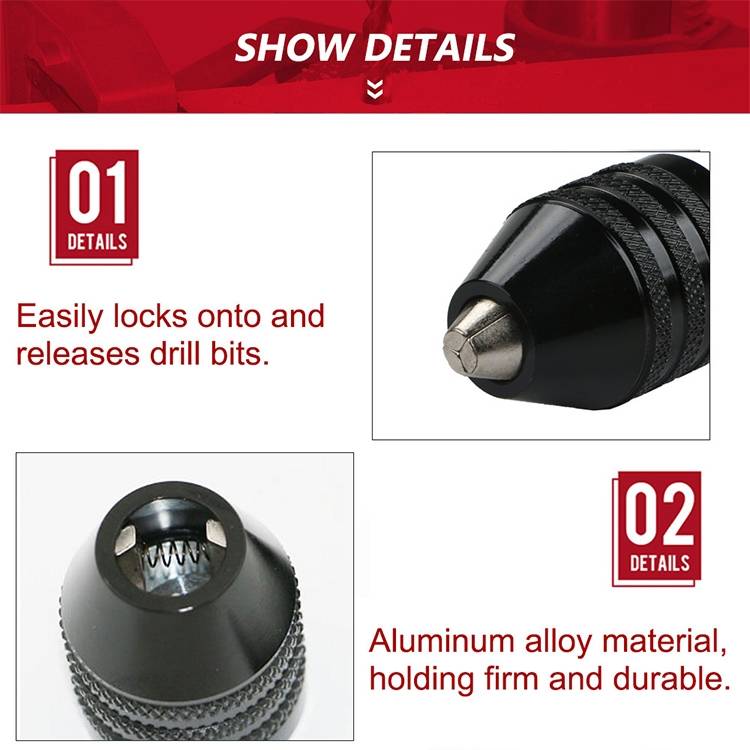 Hex Shank Mini Drill Chuck Conversion Three Jaw Chuck Power Tool, Model:Hex Shank Black Chuck (0.3-3