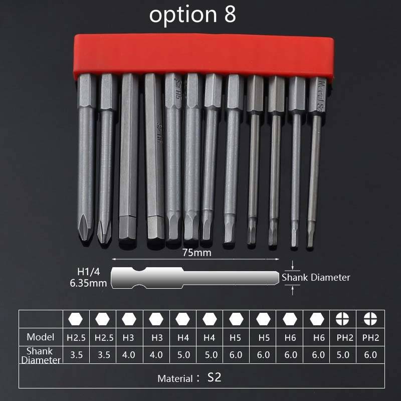 12 PCS / Set Screwdriver Bit With Magnetic S2 Alloy Steel Electric Screwdriver, Specification:8