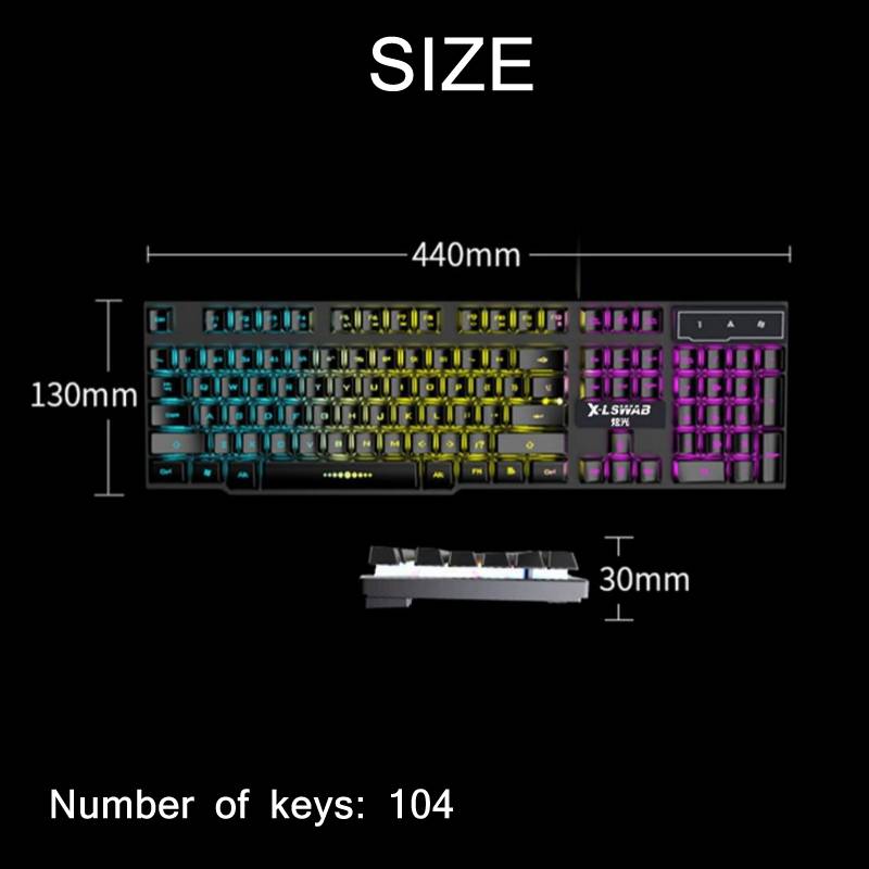 X-L SWAB GX50 Computer Manipulator Feel Wired Keyboard + Macro Programming Mouse, Color White ...