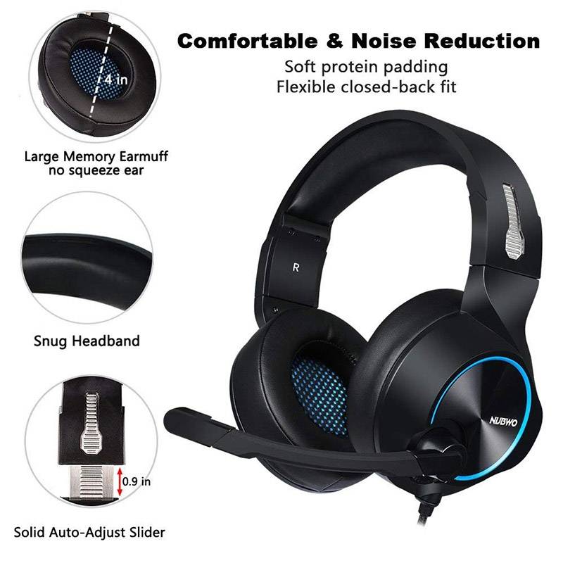 NUBWO N11 Gaming Subwoofer Headphone with Mic, Style:Single 3.5mm(Black and Red)