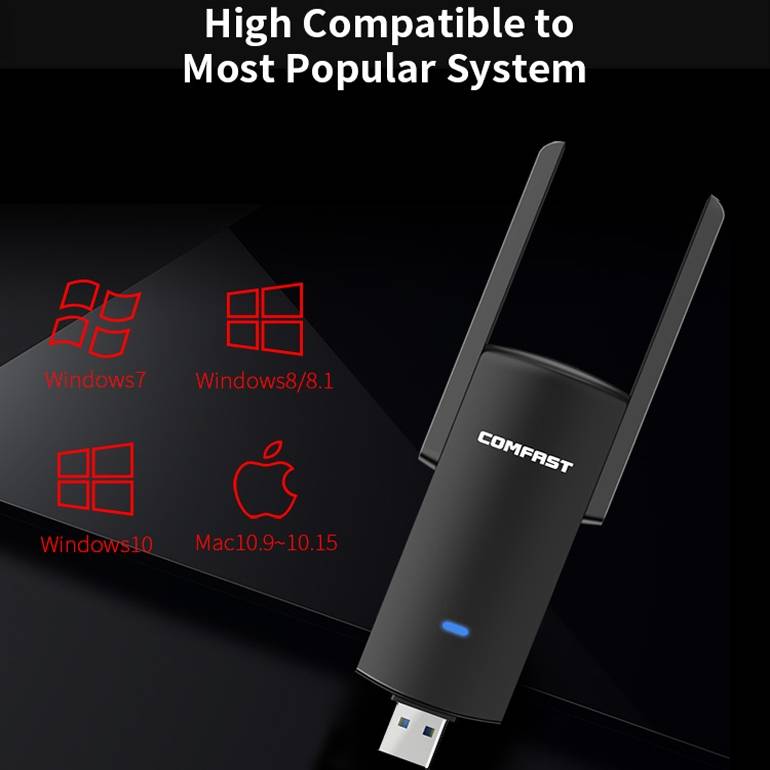 COMFAST CF-924AC V2 1200Mbps Dual Frequency Gigabit USB Computer WIFI Receiver High Power Wireless