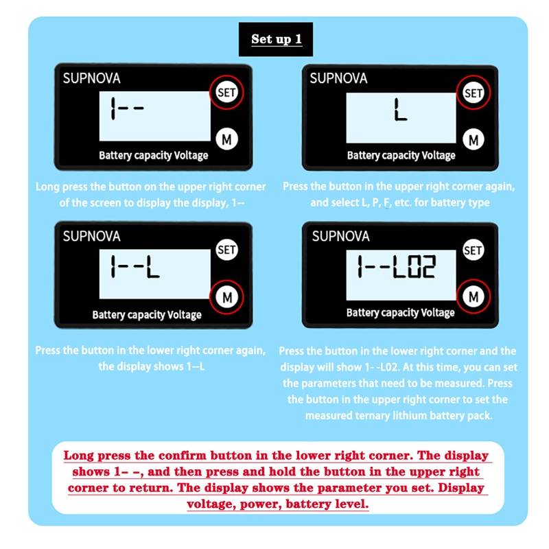 SUPNOVA DC 8-100V Battery Capacity Indicator Voltmeter Voltage Gauge,Style: White