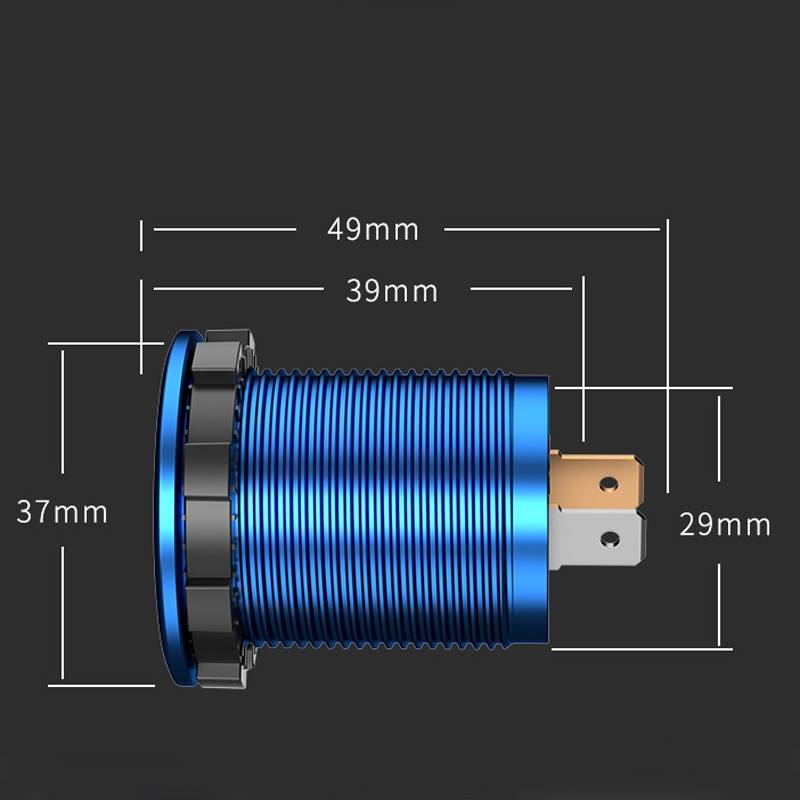 Car Motorcycle Modified USB Charger QC3.0 Metal Waterproof Fast Charge(Red Shell Red Light)