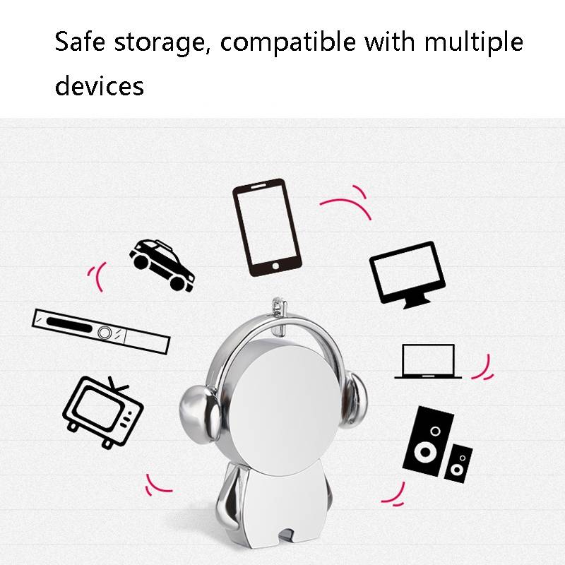 Y01 Metal Musician Car Cartoon Style U Disk, Capacity: 4GB(Rose Gold)