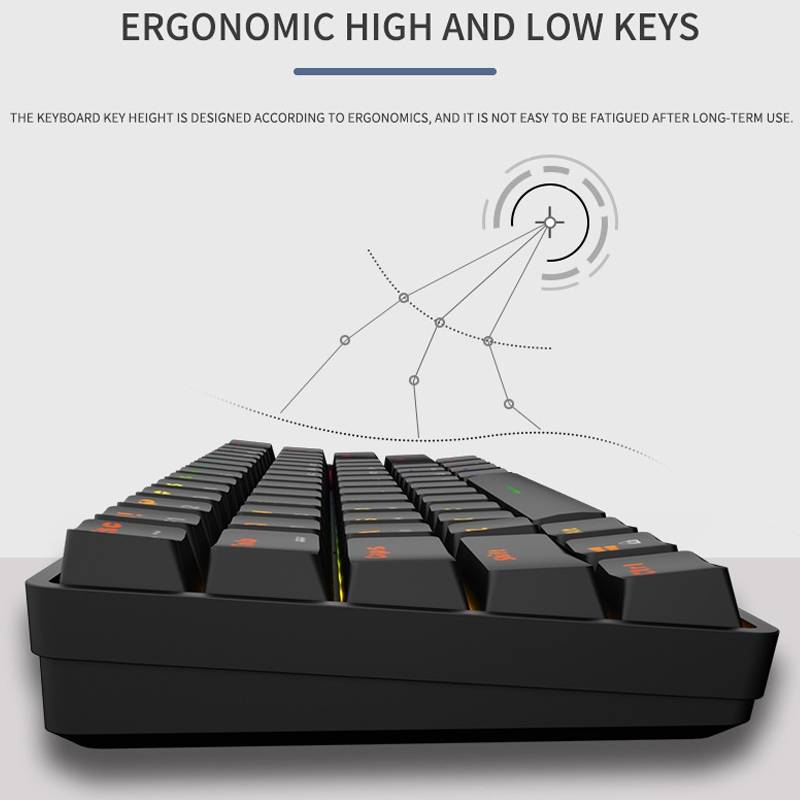 LEAVEN K28 61 Keys Gaming Office Computer RGB Wireless Bluetooth + Wired Dual Mode Mechanical Keyboa
