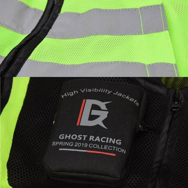 GHOST RACING GR-Y06 Motorcycle Riding Vest Safety Reflective Vest, Size: XL(Black)