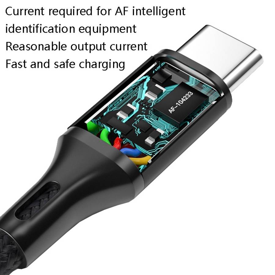 4 PCS 2.4A USB-C / Type-C to USB Braided Fast Charging Sync Data Cable, Length: 1m (Black)
