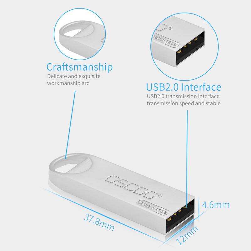 OSCOO 002U-2 USB 2.0 Metal Mini U Disk, Capacity: 8GB