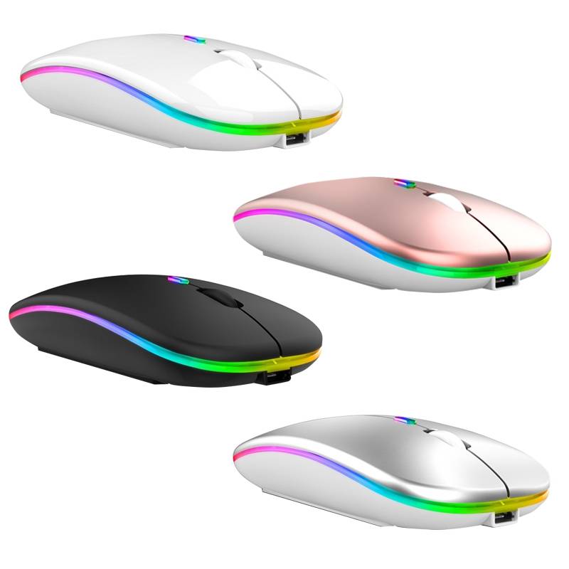 C7002 2400DPI 4 Keys Colorful Luminous Wireless Mouse, Color: 2.4G Black