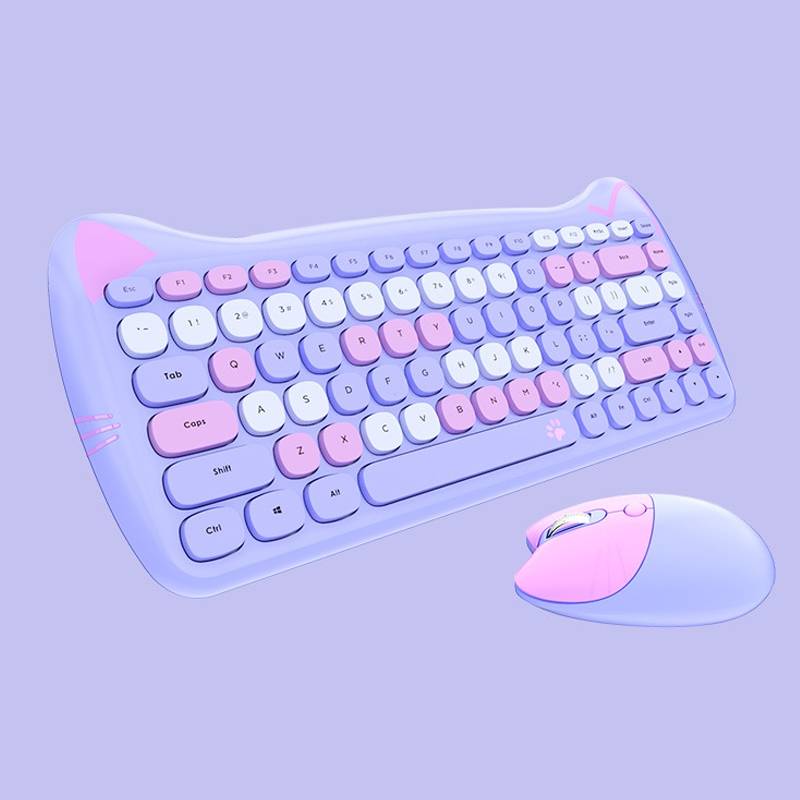 MOFii 2.4GHz 84 Keys Wireless Keyboard and Mouse Set(Purple)