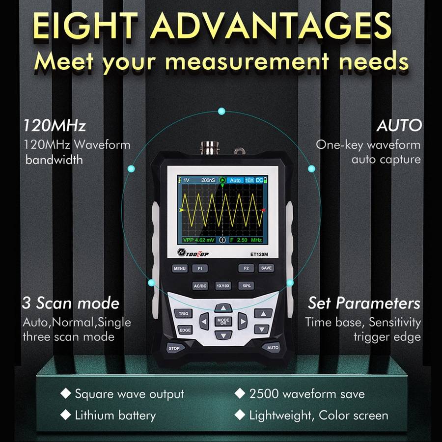 ET120M 120MHz Digital Color Simulation Oscilloscope