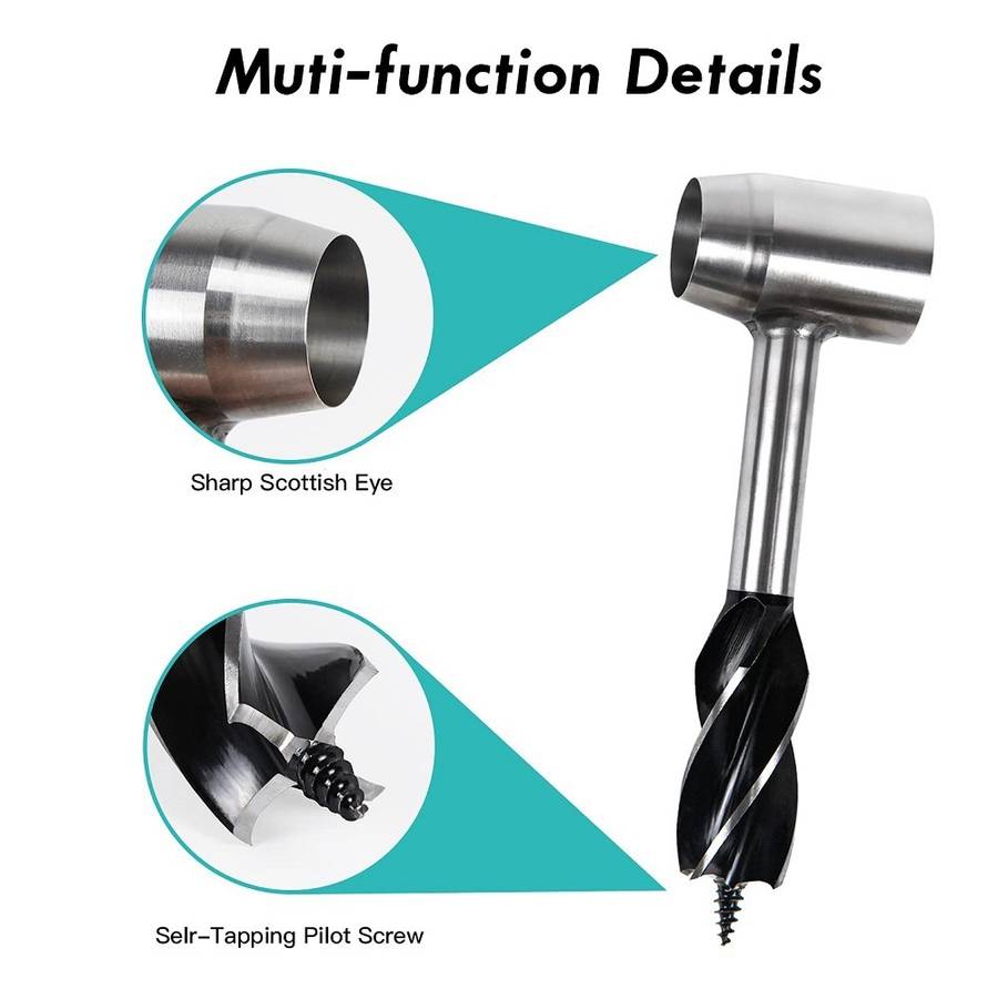 Woodworking Hand Drill Outdoor Survival Drill Hand Screw Drill With PU Leather Case (Gray)