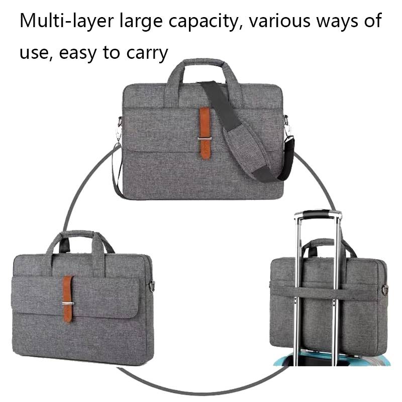 Multifunctional Wear-resistant Shoulder Handheld Laptop Bag, Size: 13 - 13.3 inch(Black)