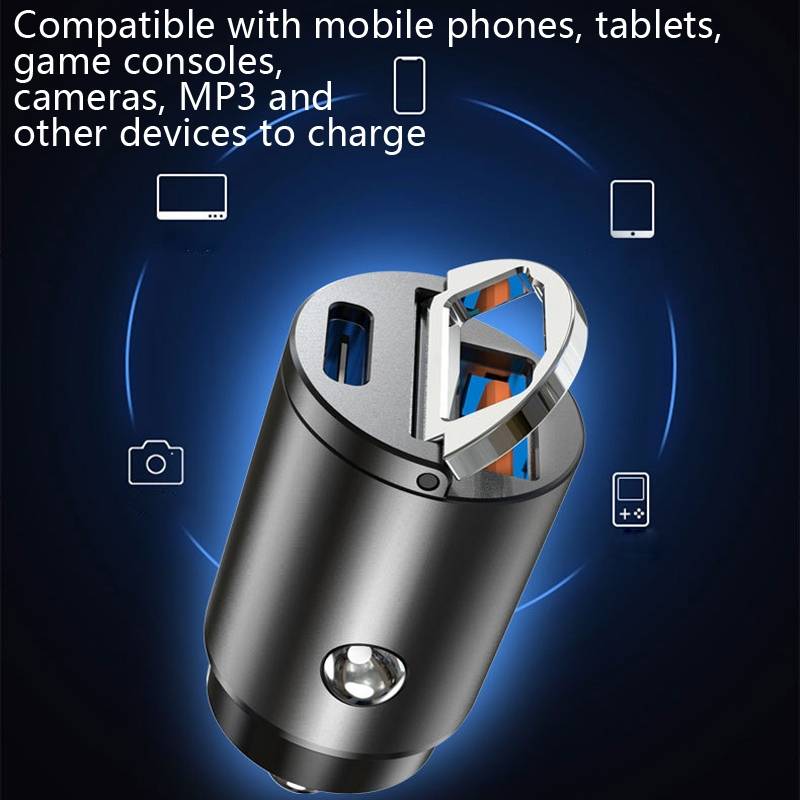 Car Fast Charge One Drag Two Cigarette Conversion Plugs, Model: PD+QC(Tarnish)