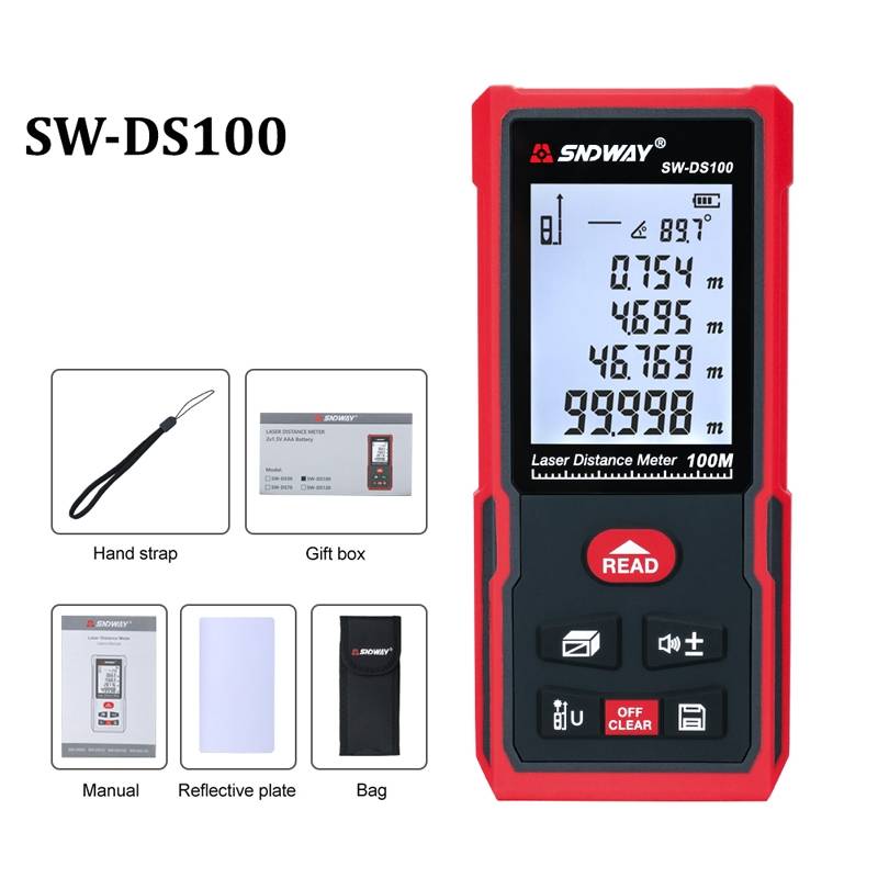 SNDWAY SW-DS100 Handheld Laser Rangefinder Infrared Laser Ruler, Distance: 100m