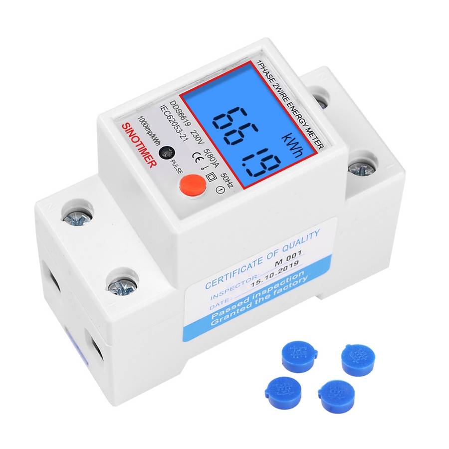 SINOTIMER DDS6619-012 Backlight Display Household Single-phase Rail Energy Meter 5-80A(230V 50Hz)