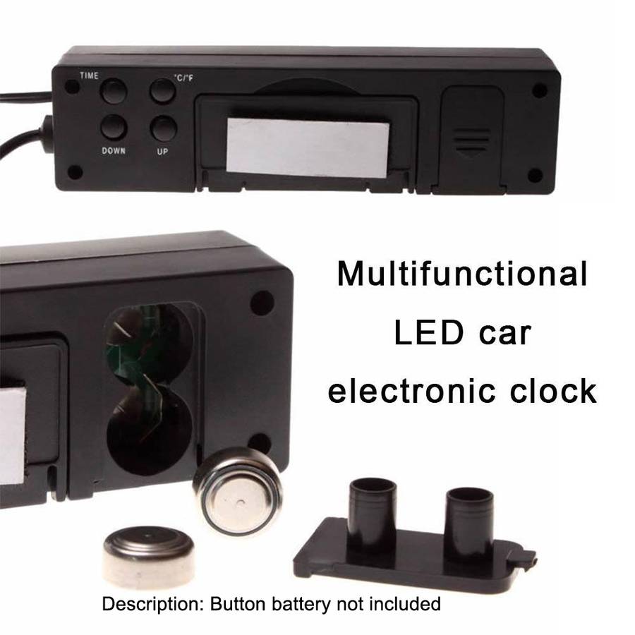 Car Inside And Outside Dual Temperature+Clock+Voltage LED Electronic Display(Orange+Blue)