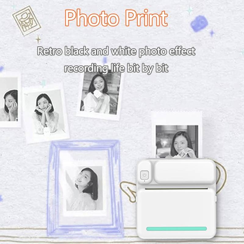 C19 200DPI Student Homework Printer Bluetooth Inkless Pocket Printer Pink