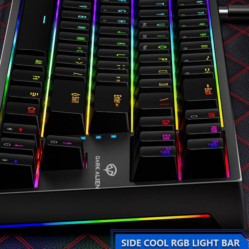 Dark Alien K710 71 Keys Glowing Game Wired Keyboard, Cable Length: 1.8m, Color: Pink Green Shaft