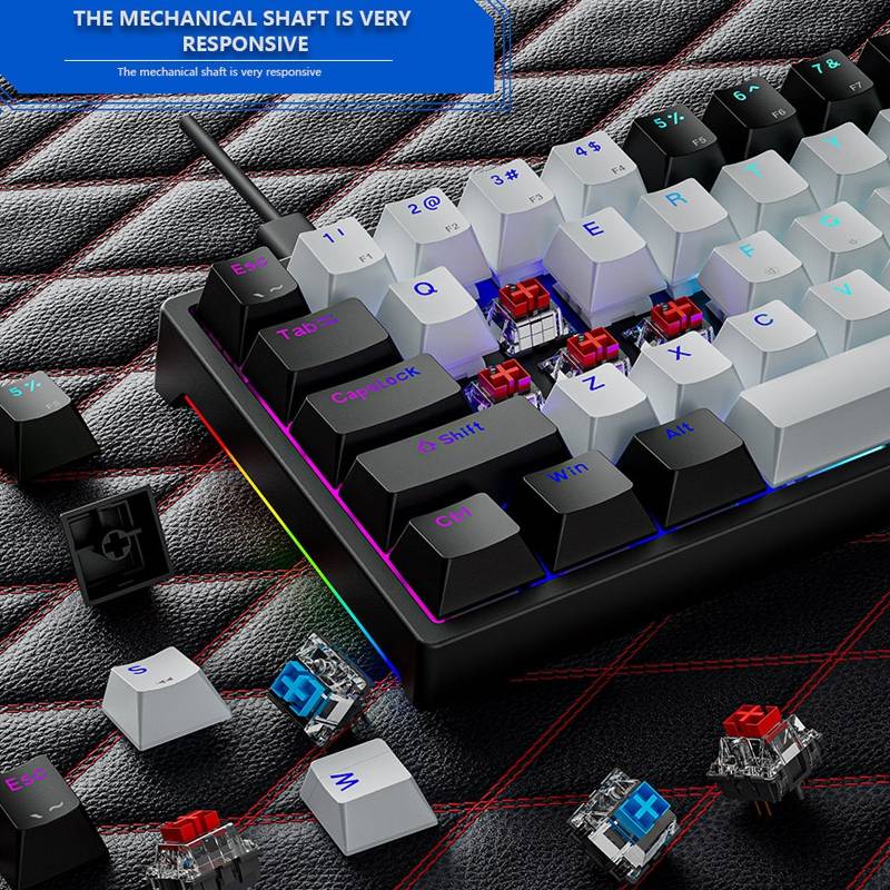 Dark Alien K710 71 Keys Glowing Game Wired Keyboard, Cable Length: 1.8m, Color: Pink Green Shaft