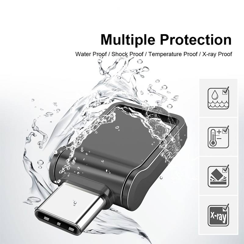 64GB USB 2.0 + Type-C/USB-C High Speed Mini Computer and Phone Dual-purpose Rotary U Disk(Black)