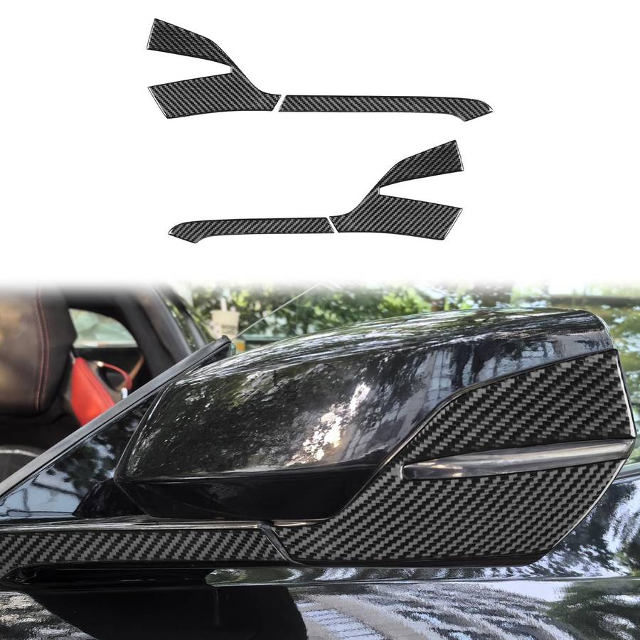 For Chevrolet Corvette C8 4pcs /Set Left-Hand Drive Rearview Mirror Anti-Scratch Stickers(Black)