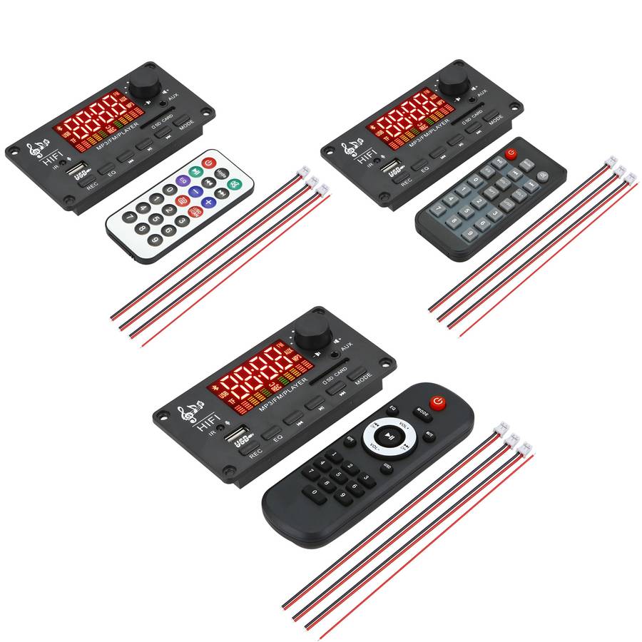 JX-Y04 12V 50W Color Screen Bluetooth Decoding Board,Support FM / Call / Recording, Color: Black
