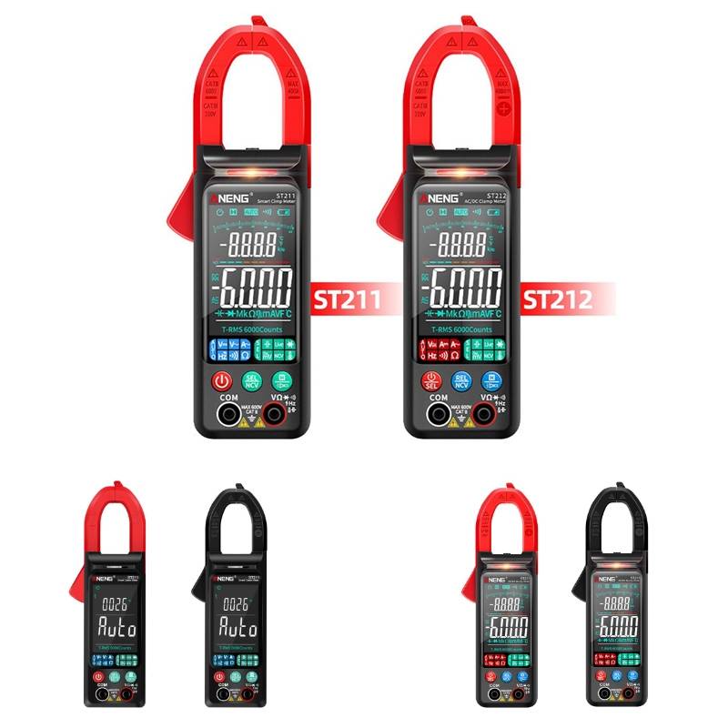 ANENG Large Screen Multi-Function Clamp Fully Automatic Smart Multimeter, Specification: ST212 Red D