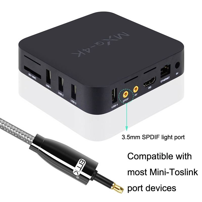 EMK QH4.0 Mini Toslink 3.5mm Interface SPDIF Audio Fiber Optical, Length: 5m(Black)