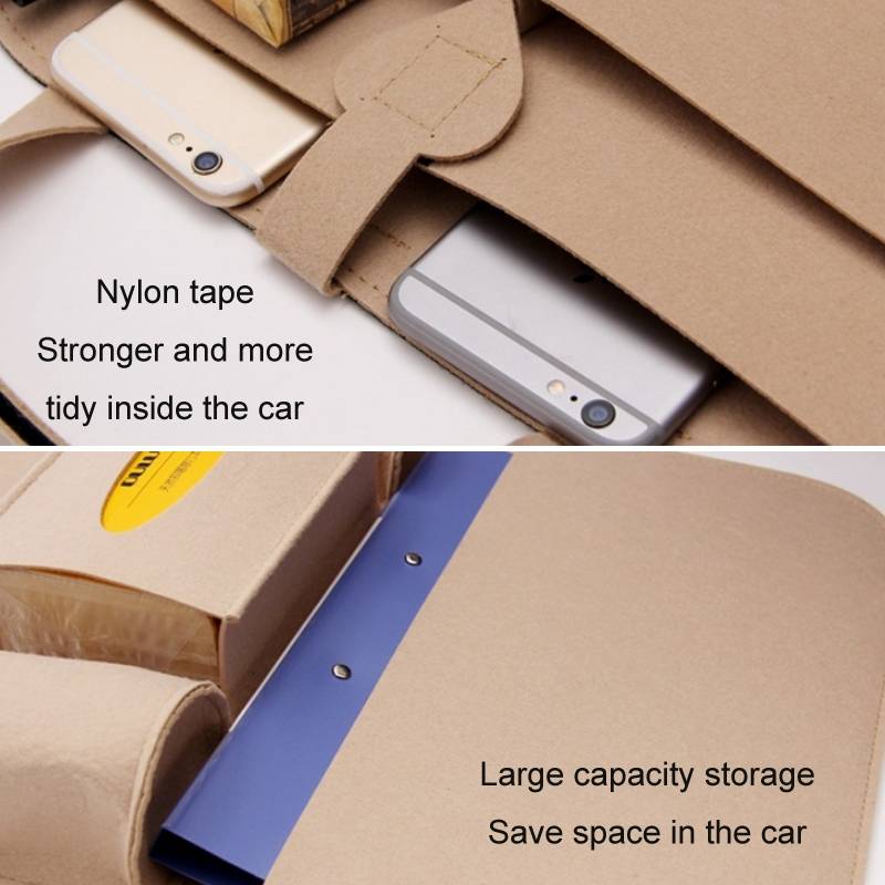 Car Multifunctional Seat Back Storage Hanging Bag, Size: 40x56cm(Beige)