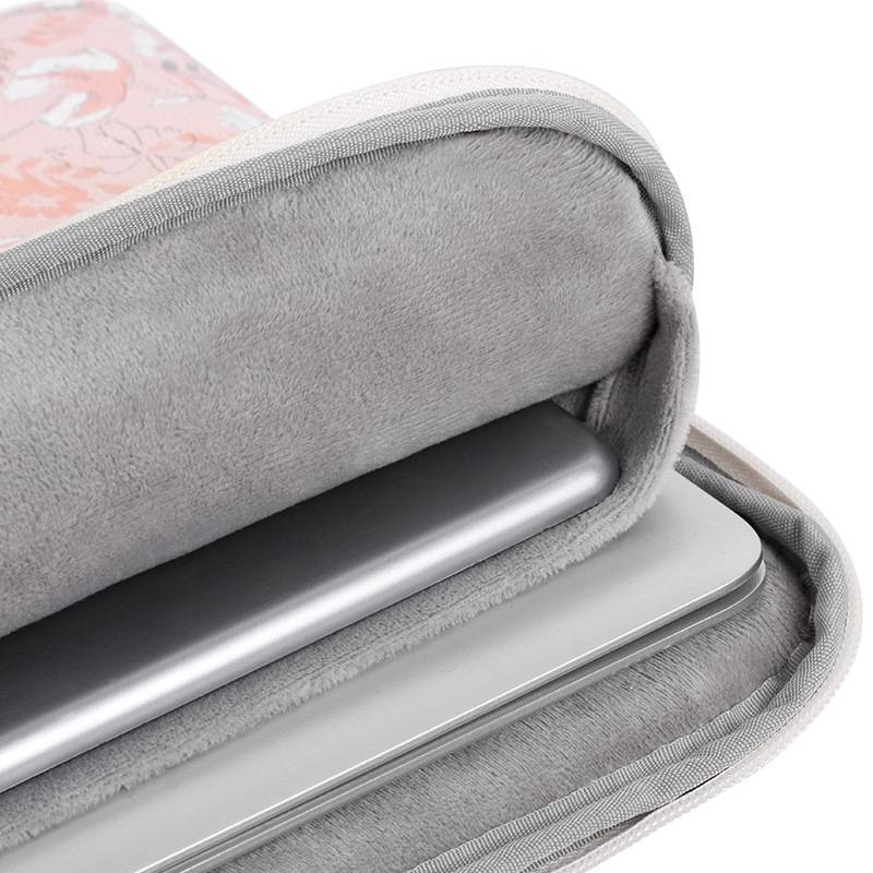 G4-01 14 Inch Laptop Liner Bag PU Leather Printing Waterproof Protective Cover(Light Pink)