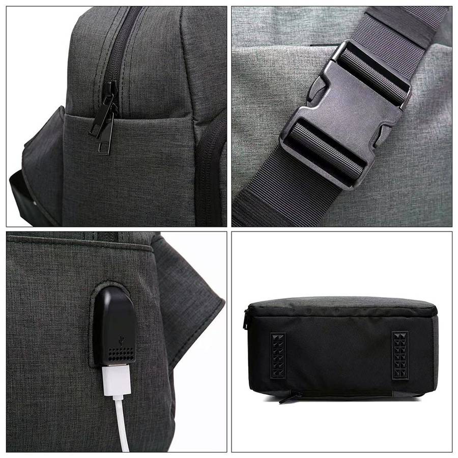 SLR Camera Bag Men Crossbody  Photography Bag Waterproof Carrying Case with USB Charging Port,