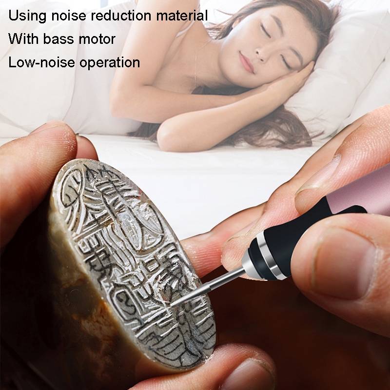 SNJ-3681 Mini Engraving Pen Wireless Polishing Electric Grinder, Style: Silver+Grinding Head