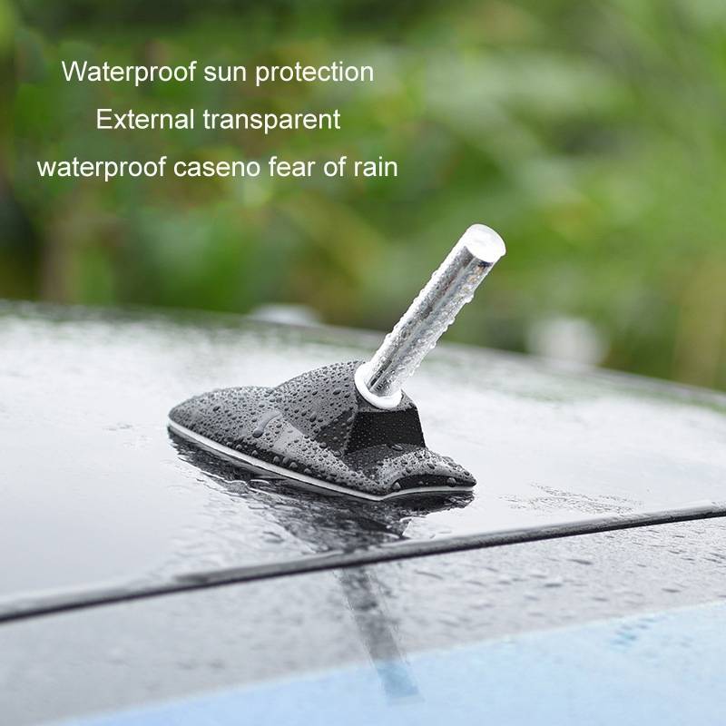 Car Solar Shark Fin With Antenna LED Warning Light, Specification: Black