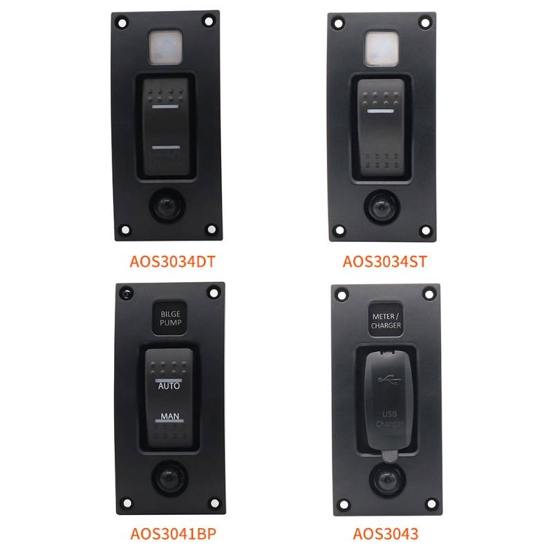 Marine Self-Locking Resetting Switch With Overload Protection Indicator Light Square 5V 3.4A Car Cha