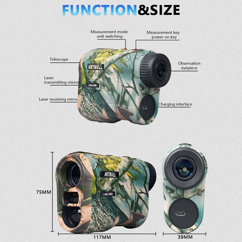 ARTBULL NK-1000 Camouflage Golf Rangefinder Rechargeable Telescope, Random Color Delivery