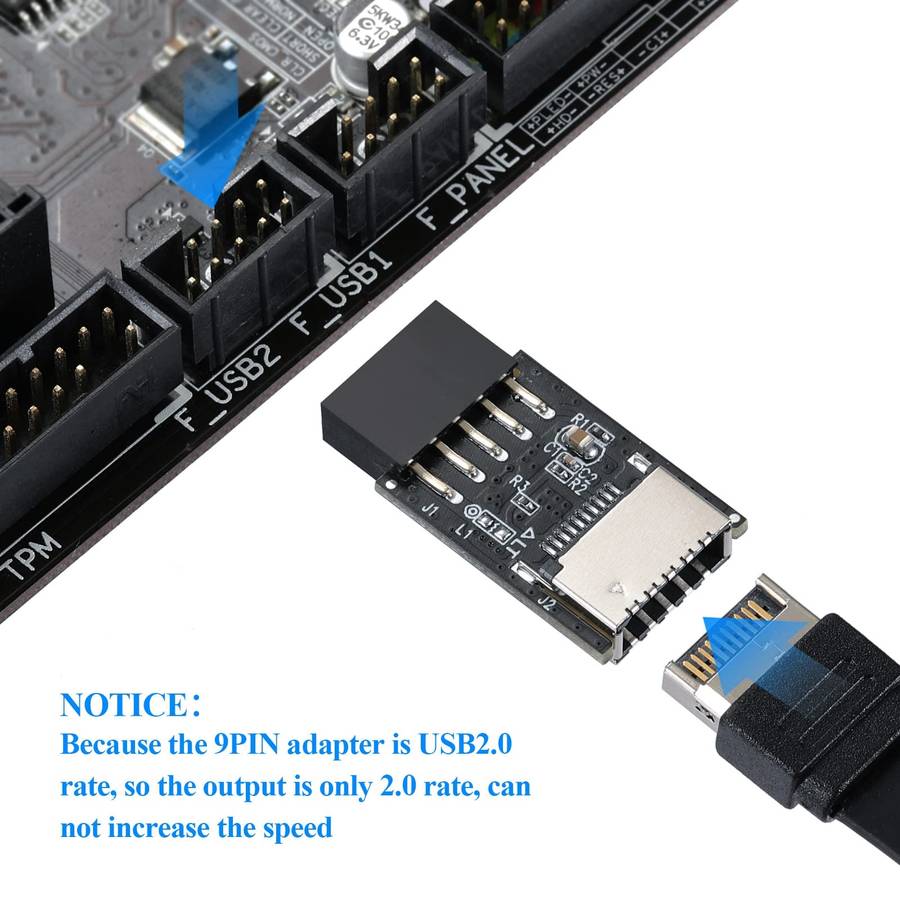 USB 2.0 Front Panel Header USB 9pin To USB 2.0 Type-E Internal Adapter