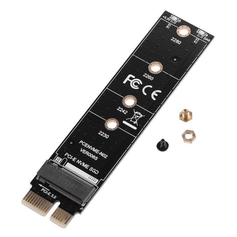 PCI-E 1X To M.2 NVME KEY-M SSD Riser Card Adapter With Baffle