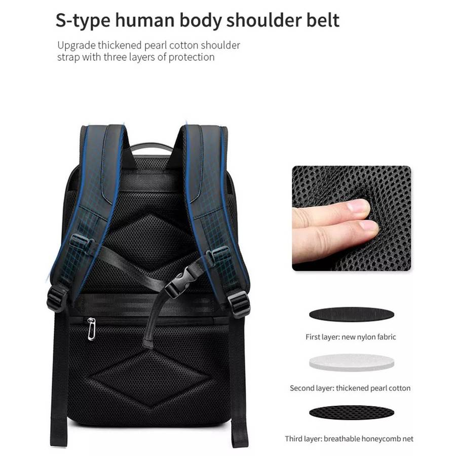 Business Large Capacity Travel Bag Multifunctional Waterproof Laptop Backpack With USB Port(Light G