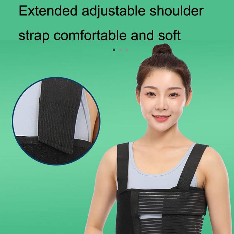 S Shoulders Three Piece Rib Fixation Strap Post-cardiothoracic Chest Girdle(Black)