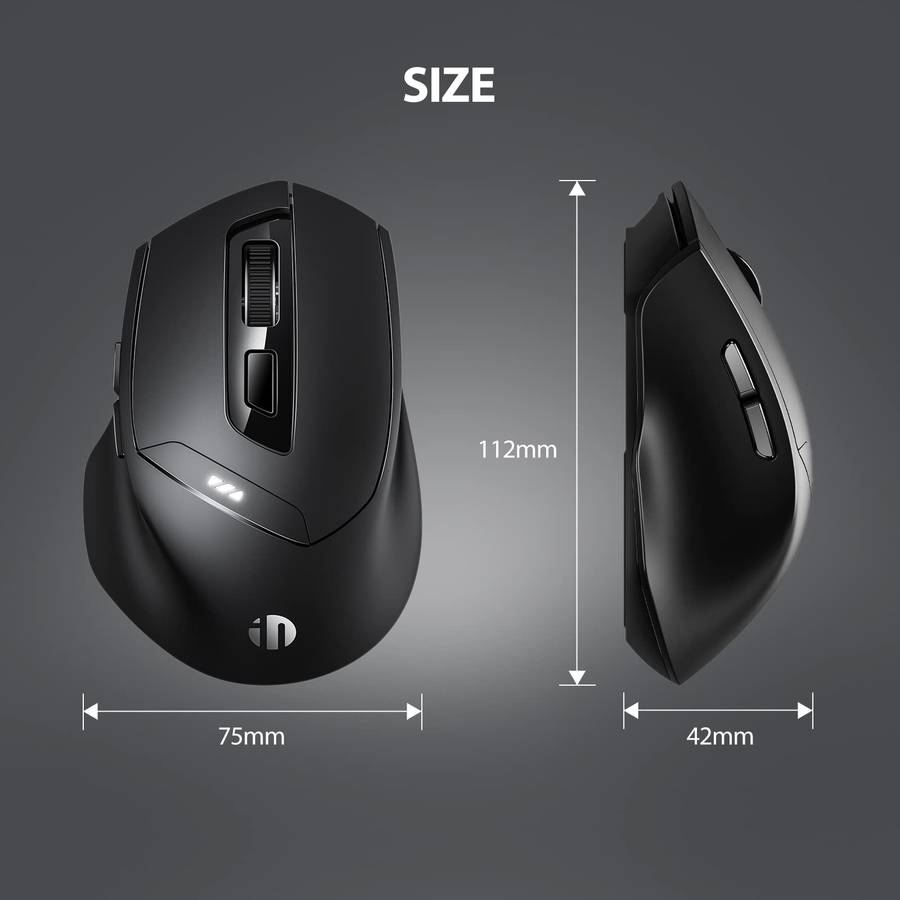 Inphic DR01 Bluetooth 3 Mode Wireless Mouse Charging Quiet Office Game Laptop Computer Home Use(Blac