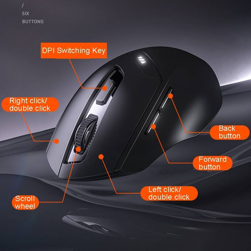 Inphic DR01 Bluetooth 3 Mode Wireless Mouse Charging Quiet Office Game Laptop Computer Home Use(Blac